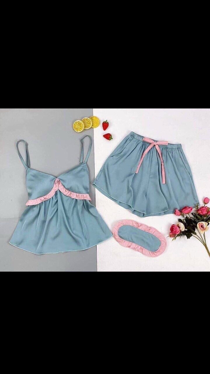 Sét ngủ lụa satin phối kèm bịt mắt siêu xinh