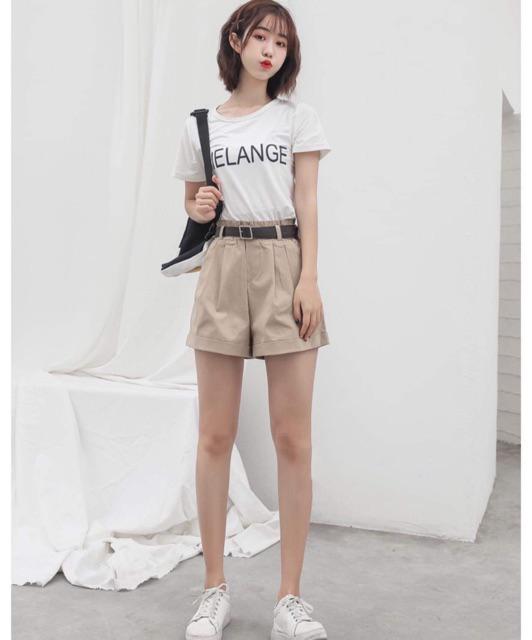 [HCM]Quần Short Kaki Đùi Lửng Kèm Thắt Lưng Cá Tính