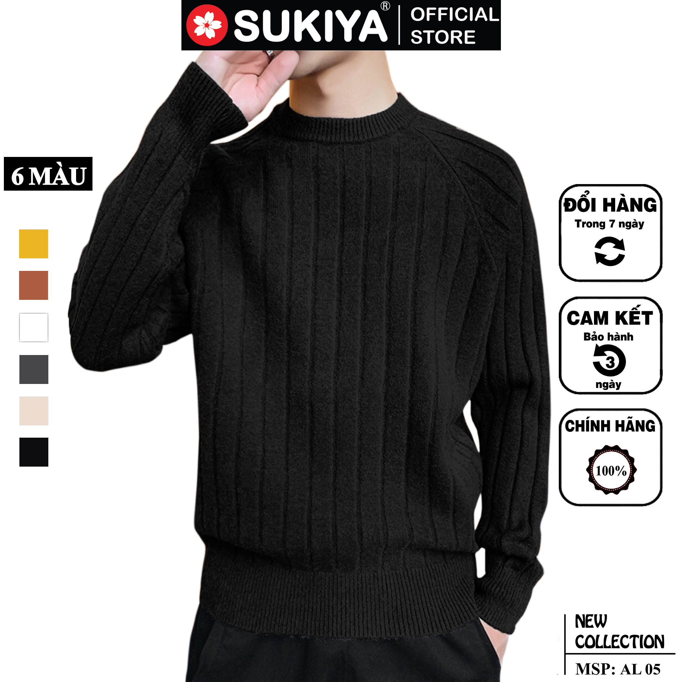 Áo Len Nam Cổ Tròn Sukiya dáng Hàn Quốc Chất len 100% lông cừu mềm mại AL05