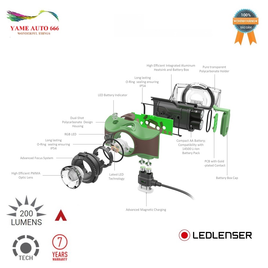 [ CAO CẤP] Đèn Pin Đội Đầu LEDLENSER MH8 Pin Sạc