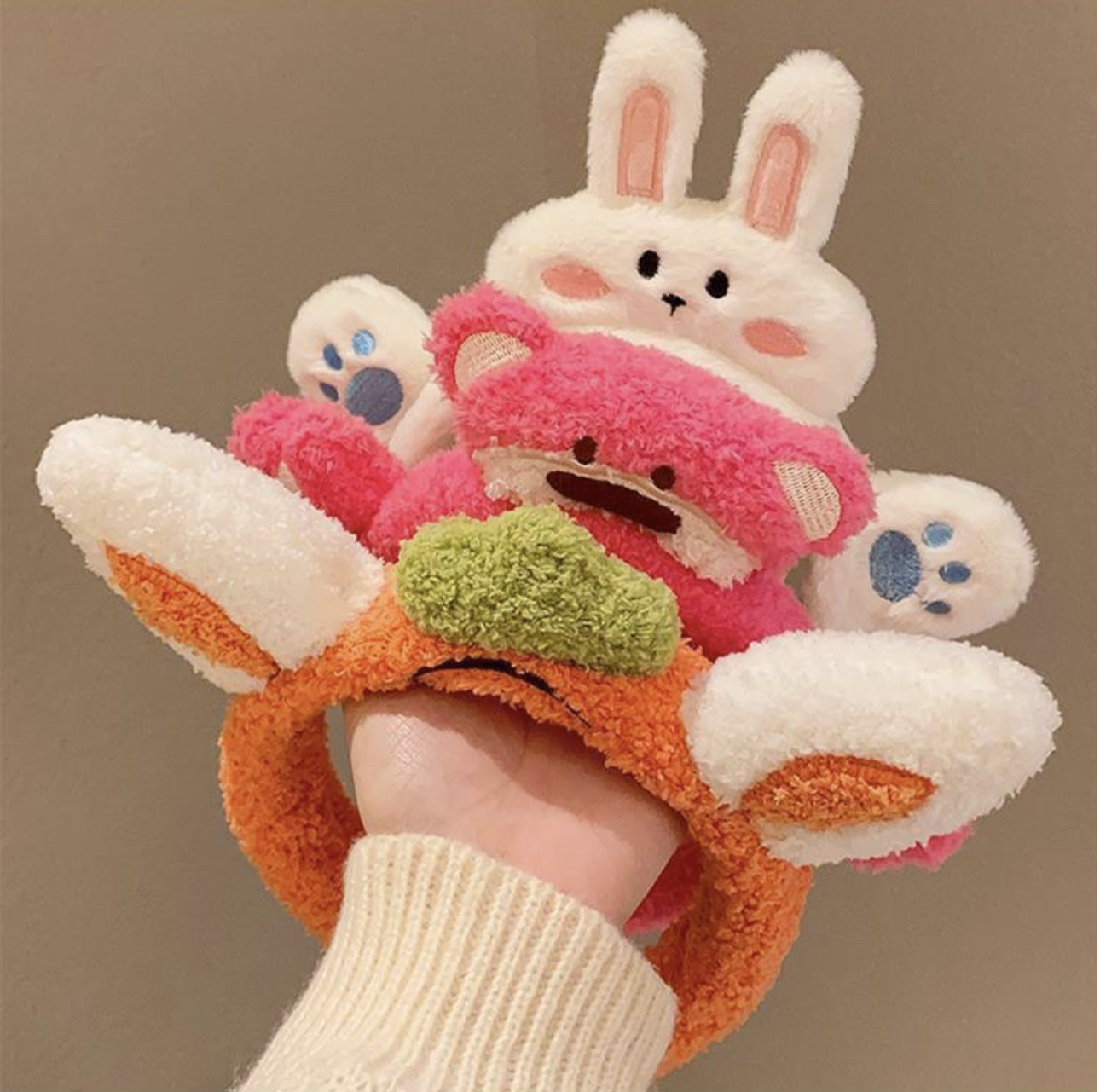CC113 cài tóc nữ băng đô bờm tóc nữ gấu dâu ếch lông xù siêu mịn