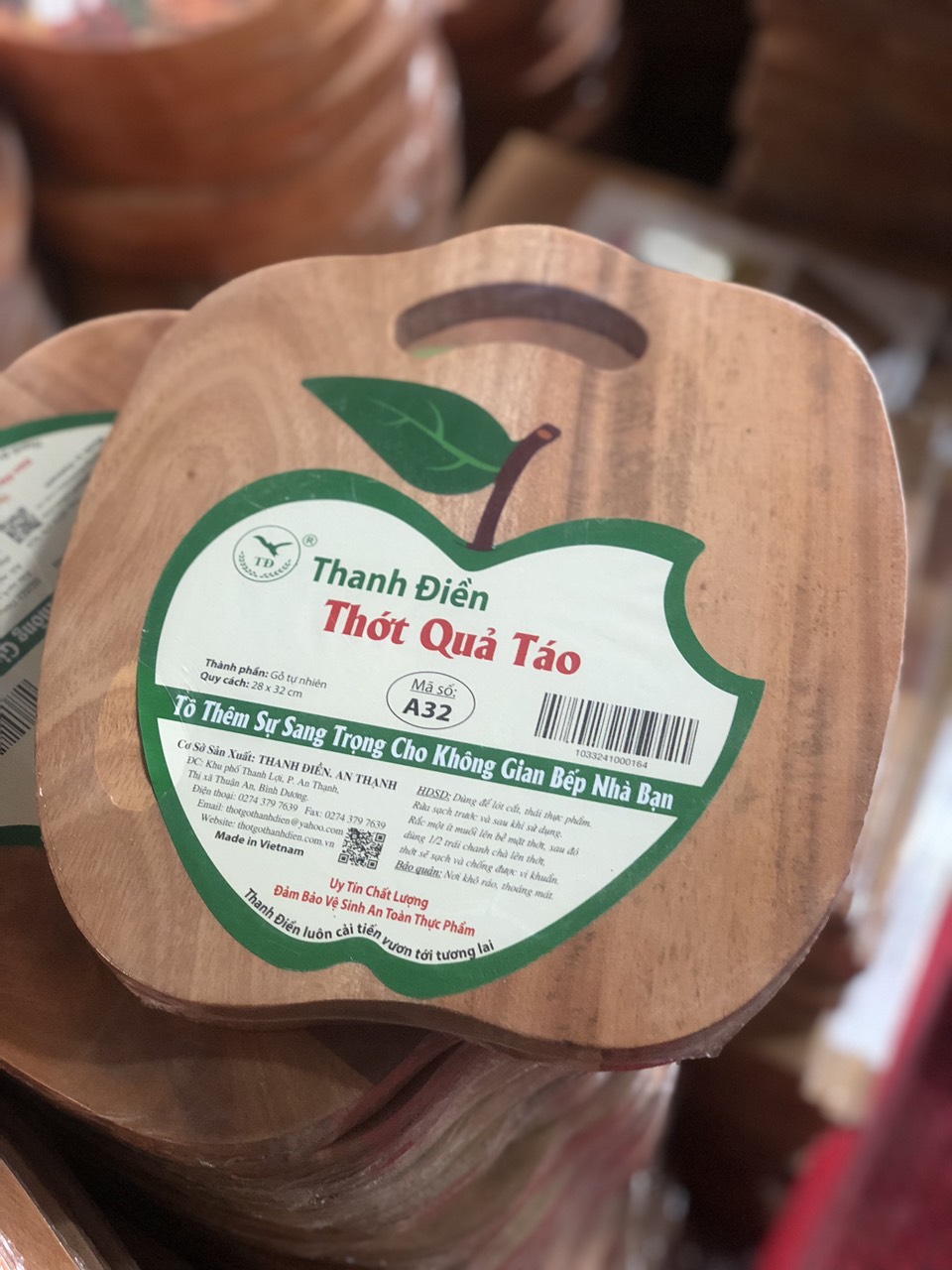 Thớt gỗ hình quả táo size lớn a32 tô thêm sự sang trọng cho gian bếp/thớt gỗ/thớt nhà bếp