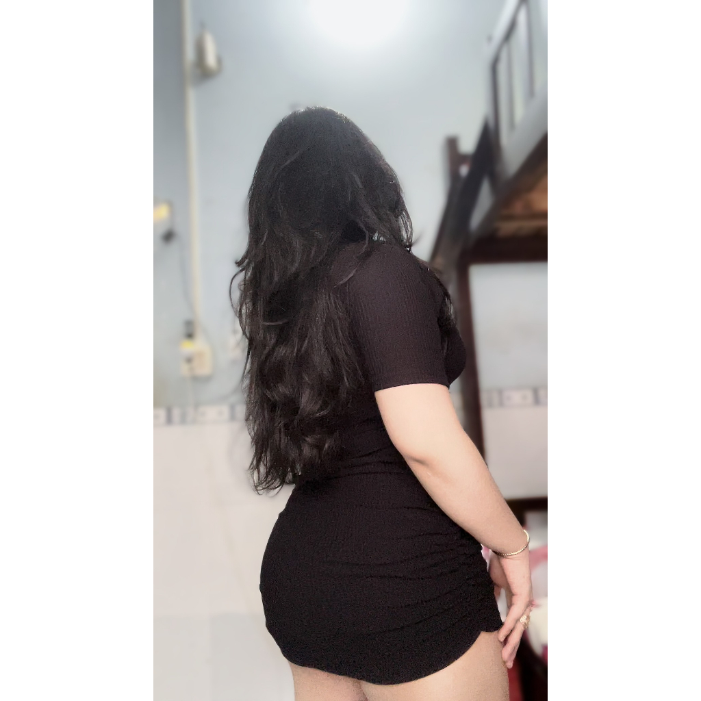 Đầm body cổ tim, nhún thun 2 bên nữ bigsize