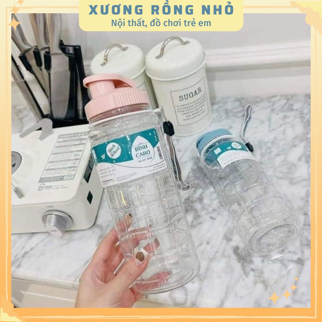 Bình đựng nước Việt Nhật Caro 750ml kèm dây treo cho bé - Bình nước học sinh