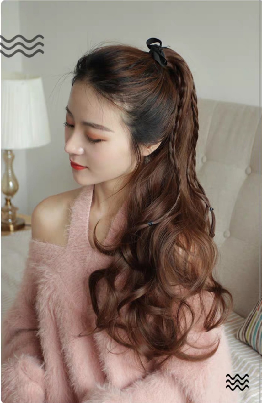 [ hàng hót, hàng loại 1 ] tóc giả nữ cột xoăn thắt bính, tóc giả buộc, tóc đuôi ngựa