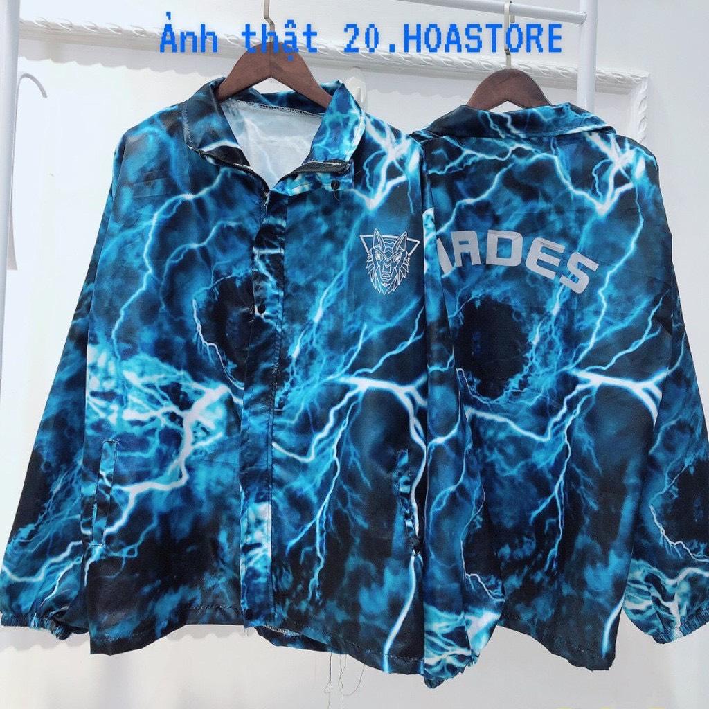 Áo khoác dù loang HADES xanh đậm form rộng PHẢN QUANG unisex TP47