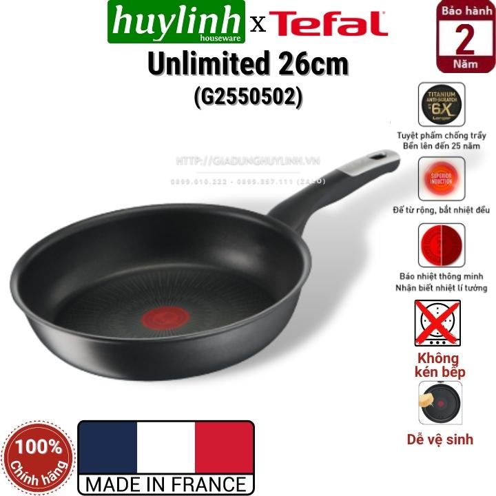 Chảo chiên chống dính đáy từ Tefal Unlimited 20cm - 22cm - 26cm - 28cm dùng cho mọi loại bếp - Sản xuất tại Pháp