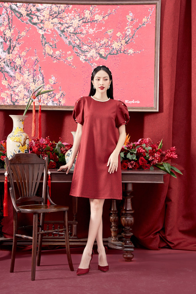 Rập - đầm kim hỷ đỏ 2023 - fs