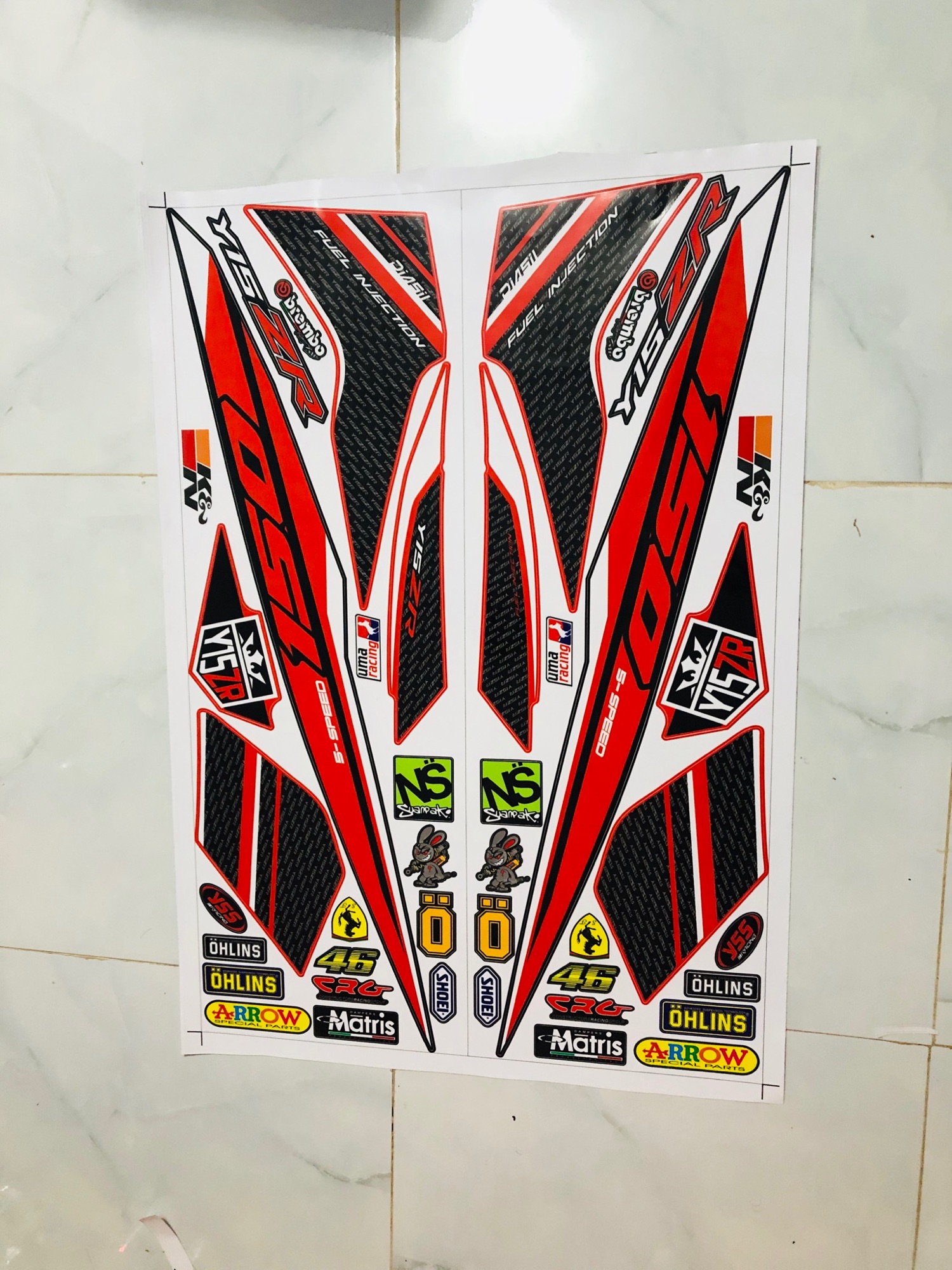 [ QUÍ KHÁCH VUI LÒNG MANG TEM RA TIỆM CHO THỢ DÁN] TEM RỜI xe exciter 150 y15zr đỏ đen