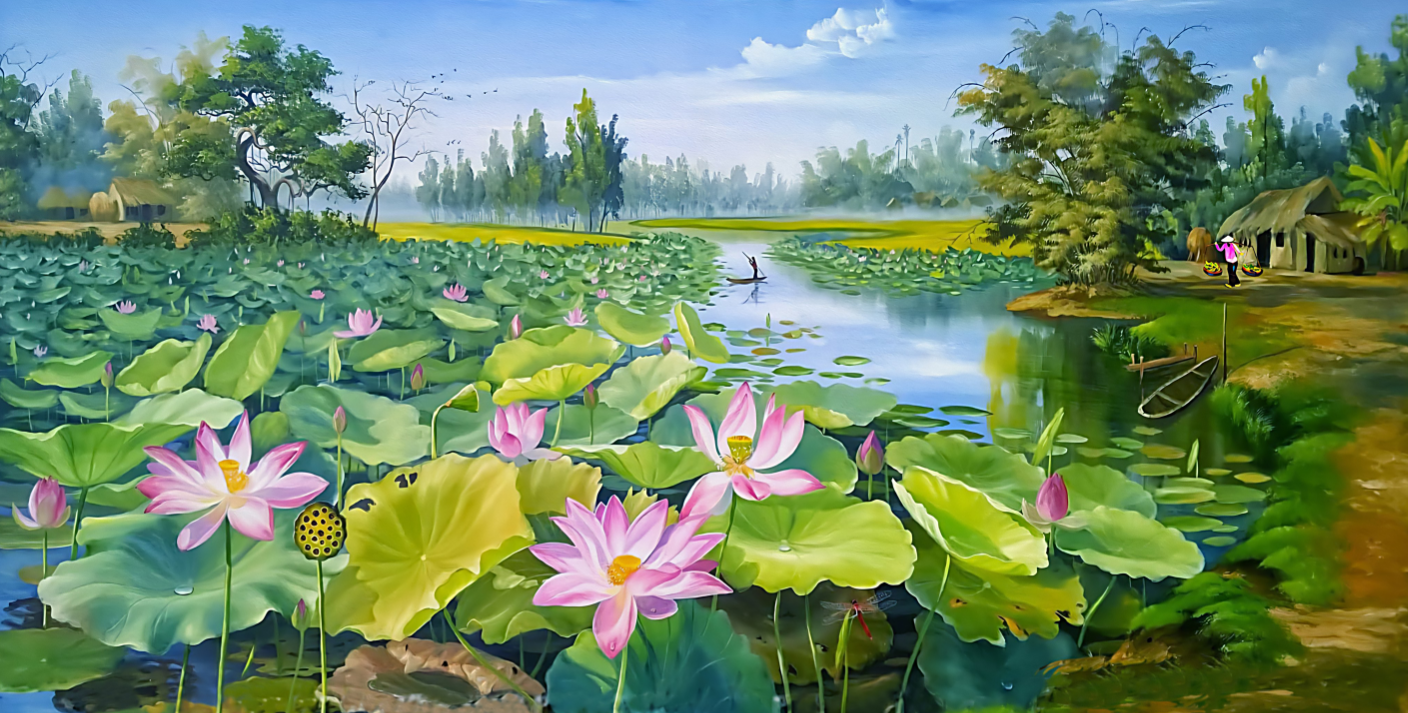 [Deal quà tặng] Tranh dán tường 3d đồng quê thiên nhiên hữu tình