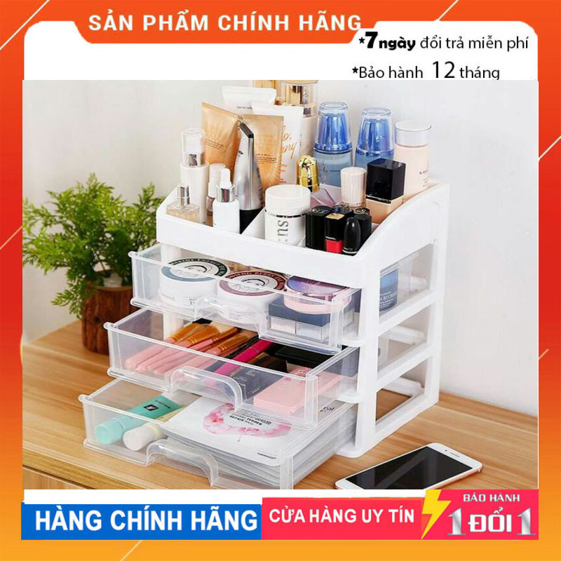 Kệ đựng mỹ phẩm - Kệ để son phấn , kệ đựng mỹ phẩm nhựa 4 tầng - Kệ đựng mỹ phẩm 3 tầng 2 ngăn kéo - Kệ Mỹ Phẩm Nhựa 4 Tầng Nhiều Ngăn