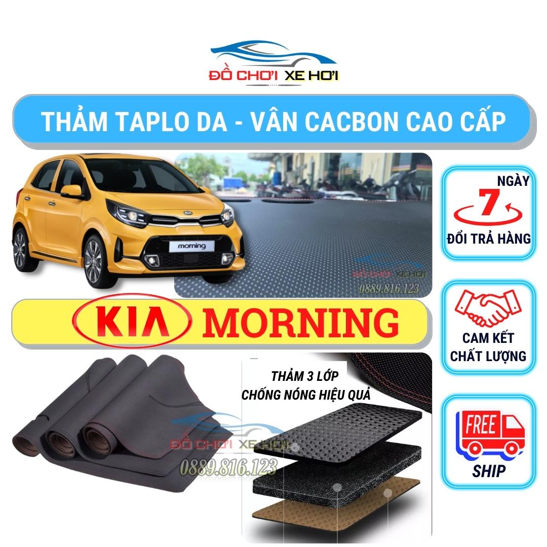 Thảm phủ taplo da xe Kia Morning 2012 - 2022 , thảm taplo da vân cacbon