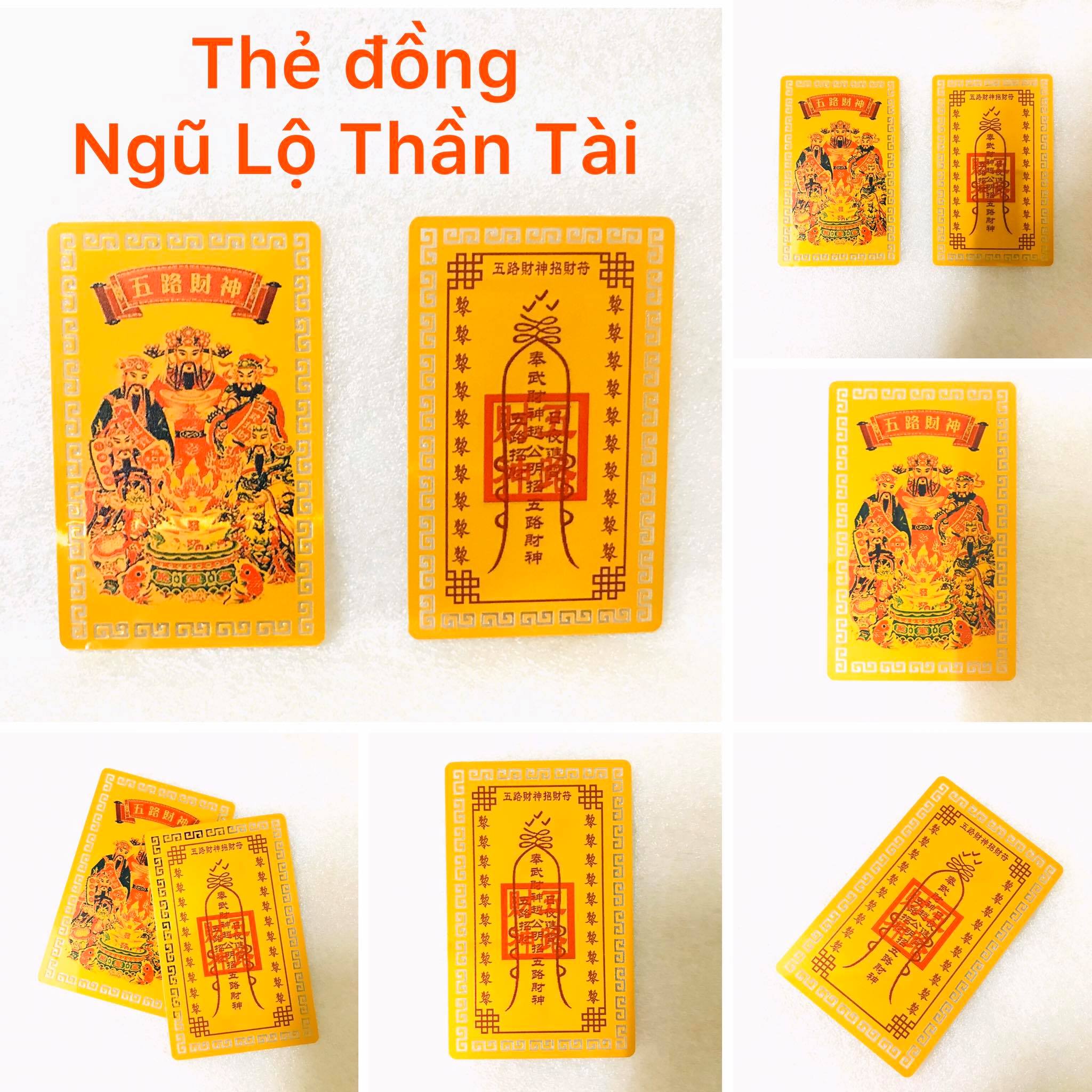 Thẻ đồng Ngũ lộ thần tài chiêu tài lộc