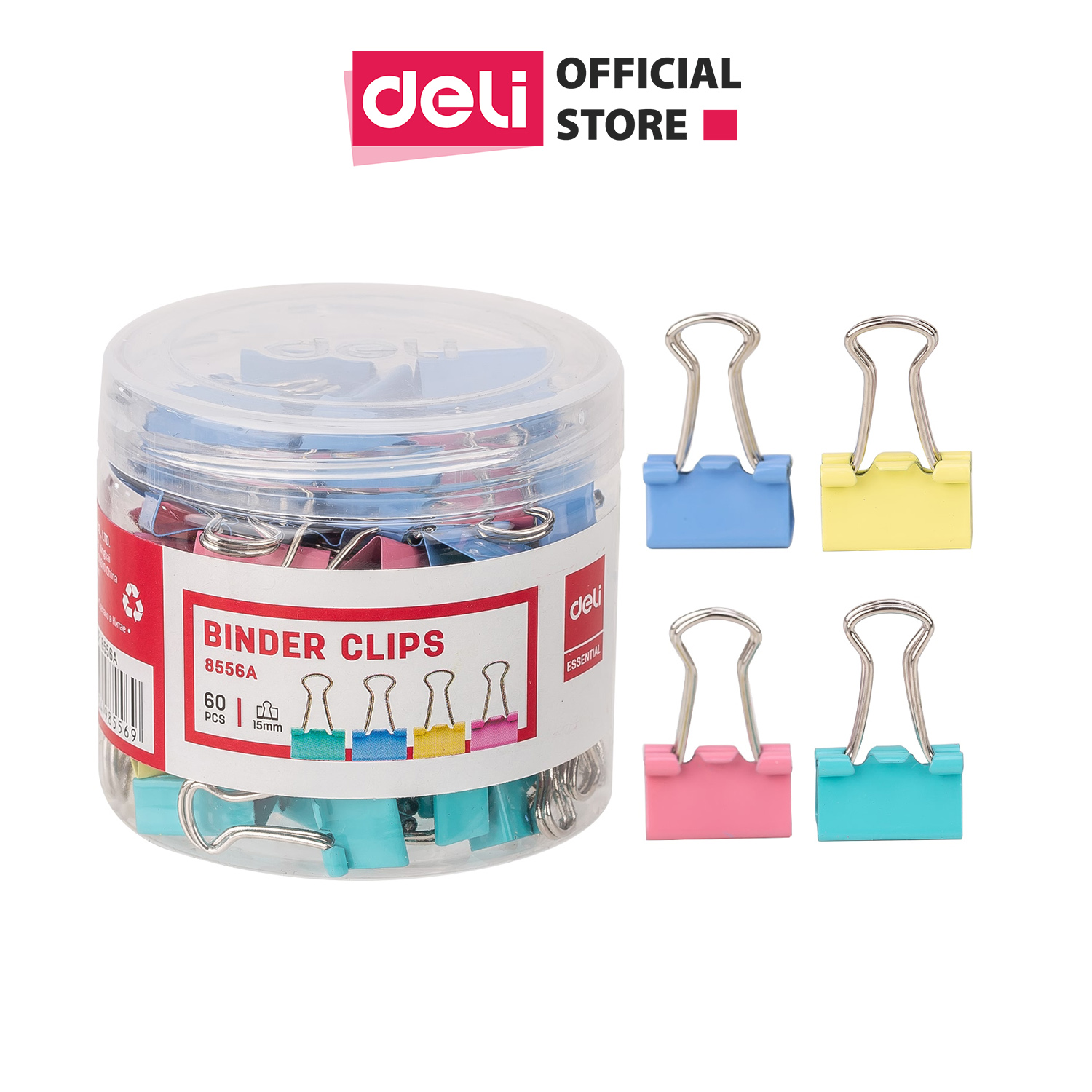 Kẹp bướm màu 15mm Deli -  60 chiếc/hộp - E8556
