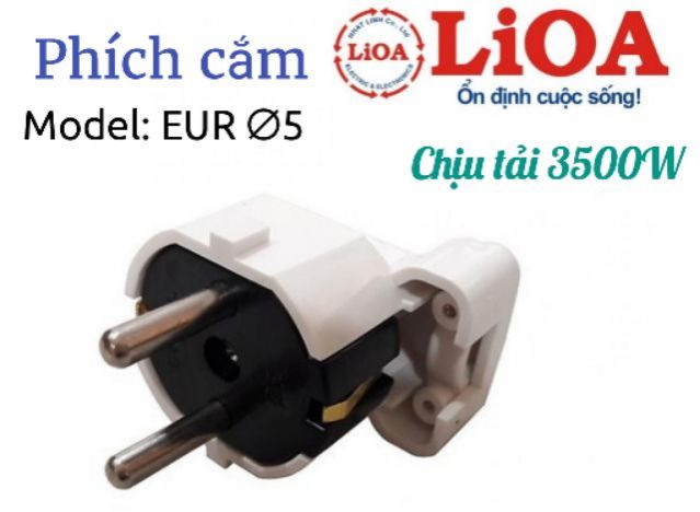 Phích cắm lioa® eur ∅5, công suất 3500w