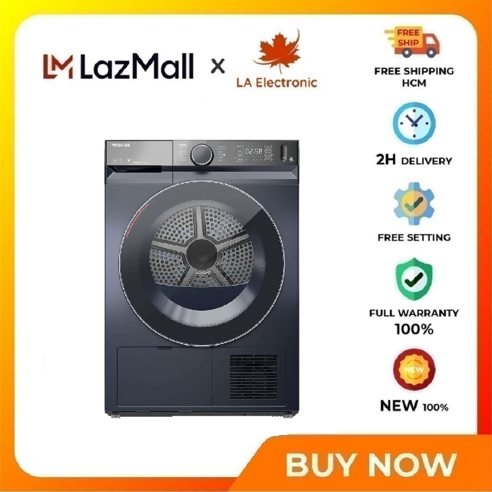 Máy sấy bơm nhiệt Toshiba 10 kg TD-BK110GHV - Miễn phí vận chuyển HCM - Công nghệ Origin Inverter vận hành êm, tiết kiệm điện