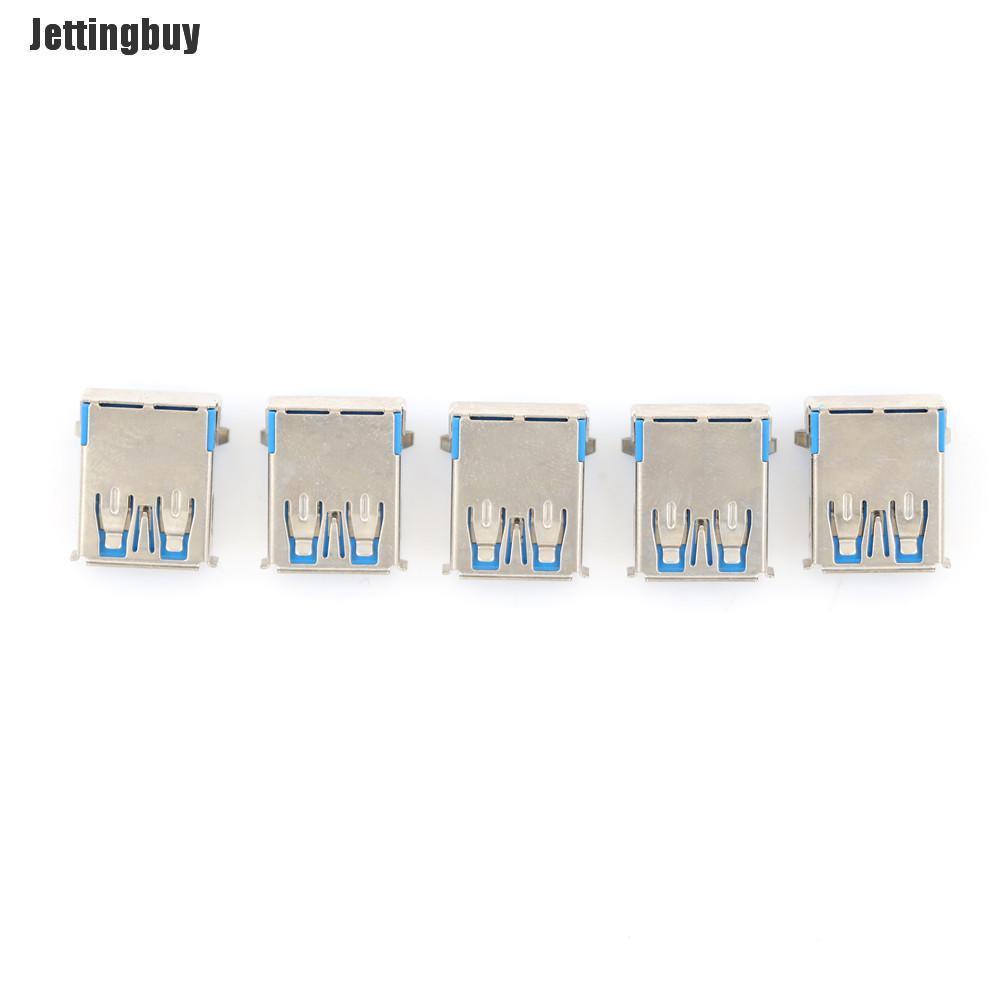 Jettingbuy New 5Pcs USB 3.0 Type A Female Right Angle 9Pin DIP Socket PCB Solder Connector
