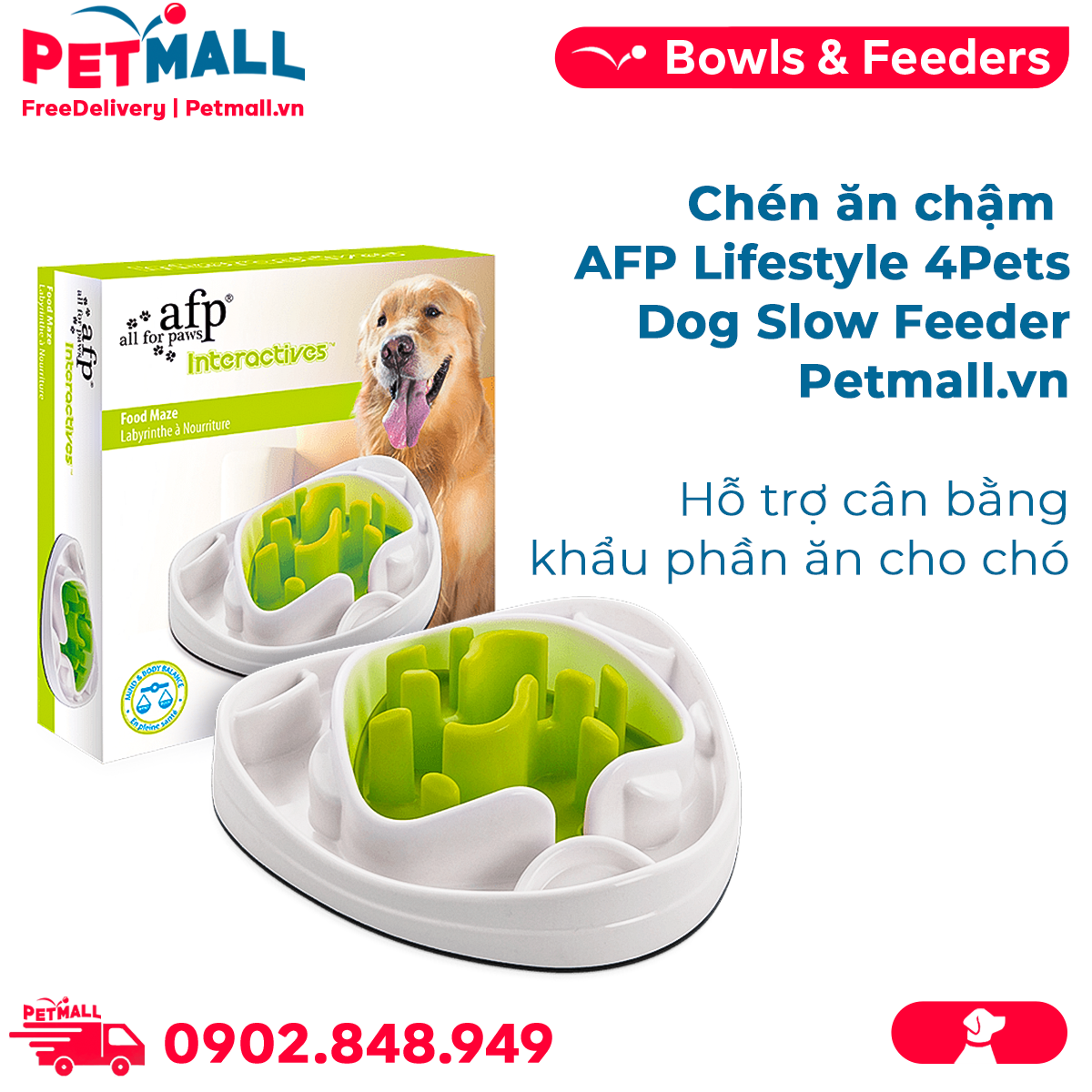 Chén ăn chậm AFP Lifestyle 4Pets Dog Slow Feeder - Hỗ trợ cân bằng khẩu phần ăn cho chó Petmall