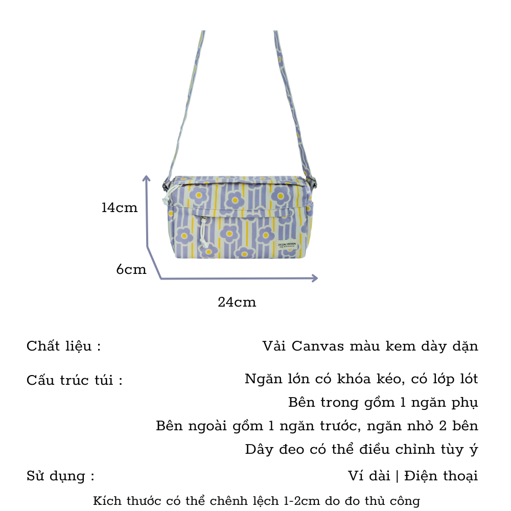 Túi đeo chéo màu kem in hình - Layla CrossBag