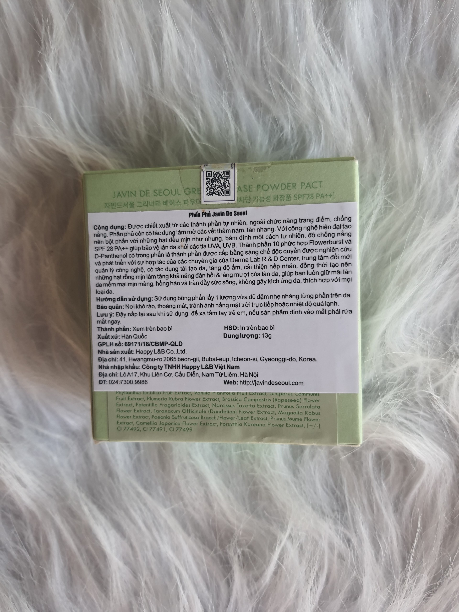 Phấn phủ Greenery xanh Javin De Seoul - Hàn Quốc