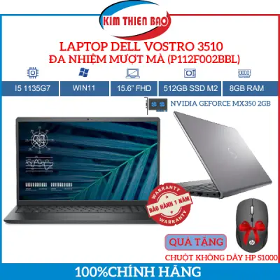 [QUÀ TẶNG] Máy tính xách tay Dell Vostro 3510 (P112F002BBL) (Chính hãng)