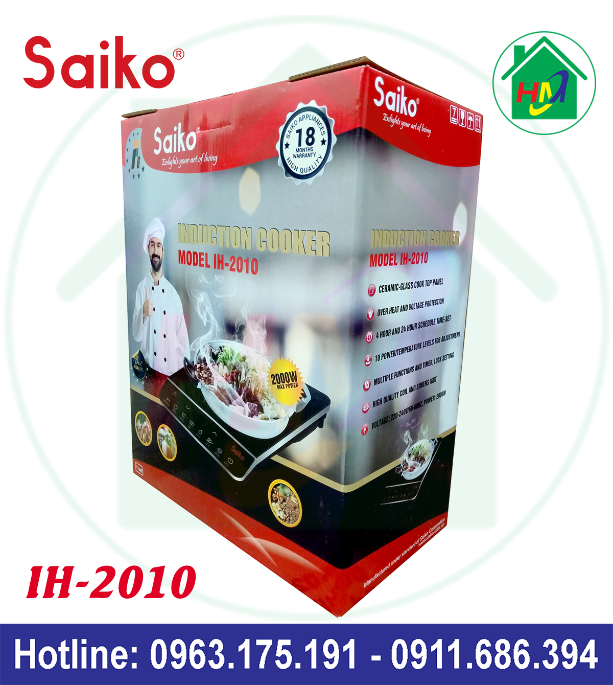 Bếp Điện Từ Cảm Ứng Saiko IH-2010