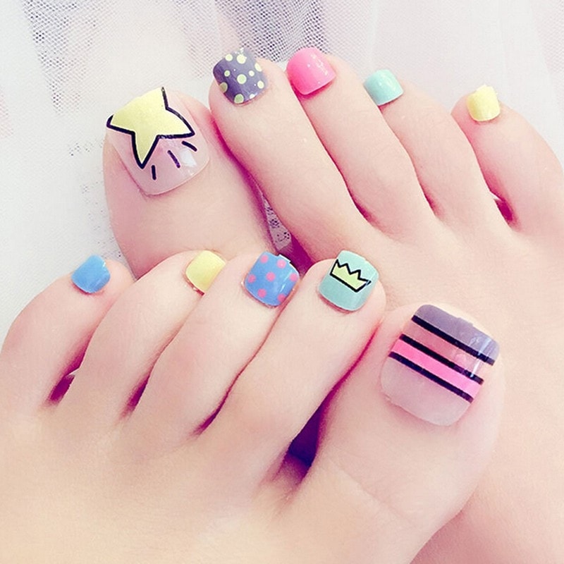 Bộ 24 Móng chân giả , nail giả C59 (kèm keo dán)