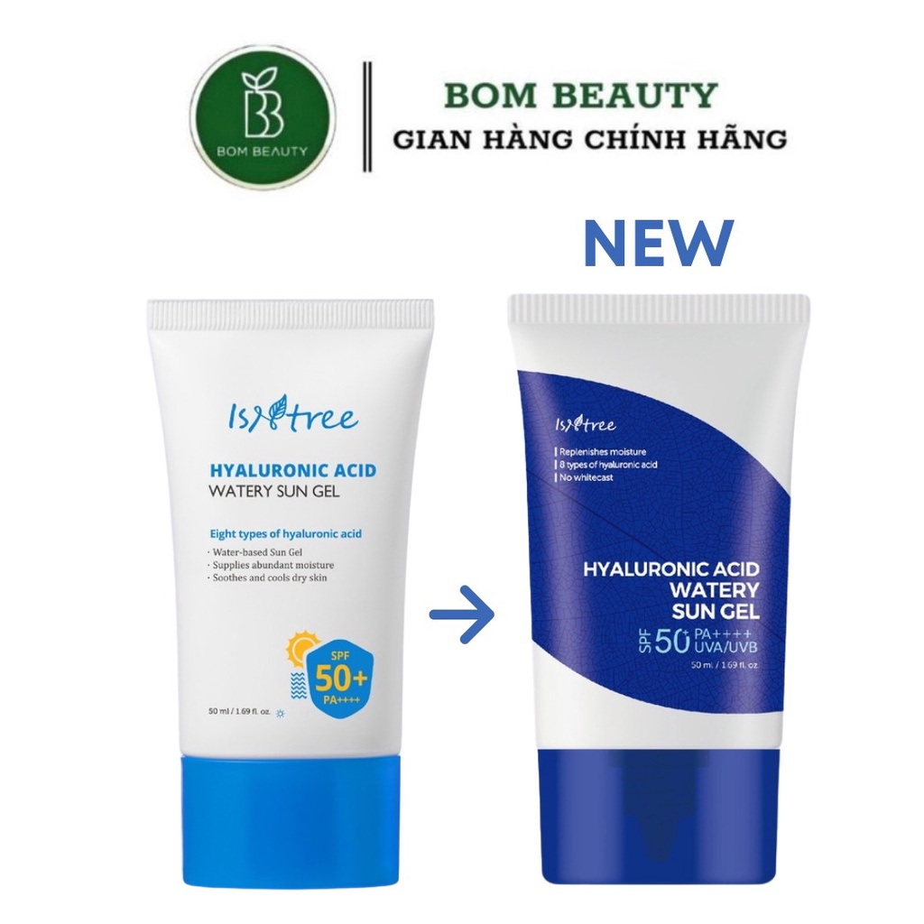 Kem chống nắng hóa học isntree hyaluronic acid watery sun gel dạng gel spf50+ pa++++ 50ml