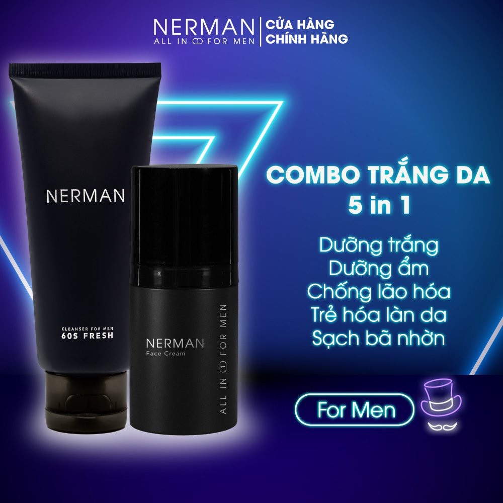 Combo Trắng Da Cho Nam Nerman Perfect Whitening