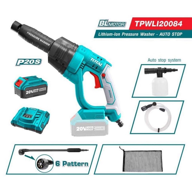MÁY XỊT RỬA XE DÙNG PIN 20V TOTAL TPWLI20084