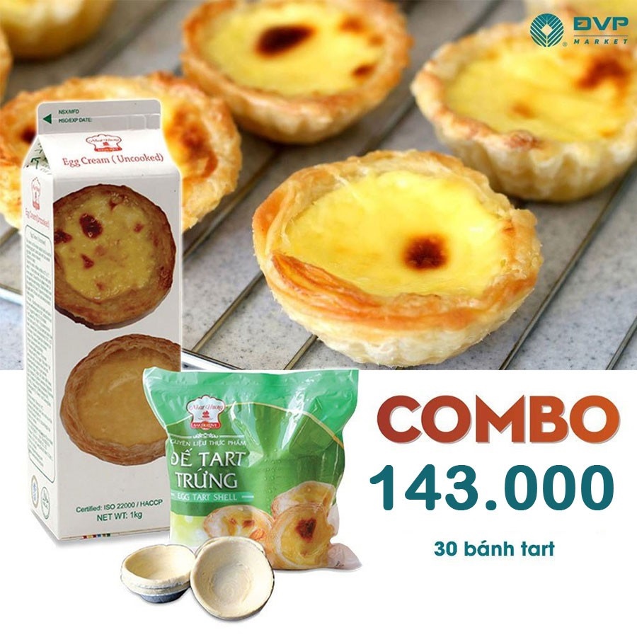 Chỉ giao TPHCM - Combo bánh tart trứng 143 (gồm 30 đế tart và 1 kg kem trứng)