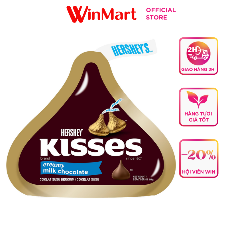 - Kẹo sô cô la sữa hạnh nhân Kisses Hershey's gói 36g