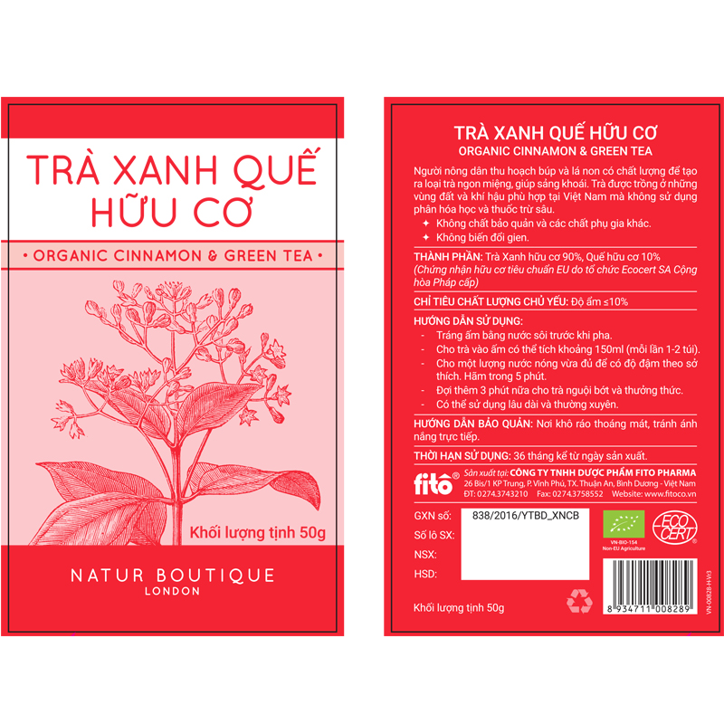 [HCM]Trà xanh quế thô hữu cơ 50gr (Organic Raw Cinnamon & Green Tea  50gr)