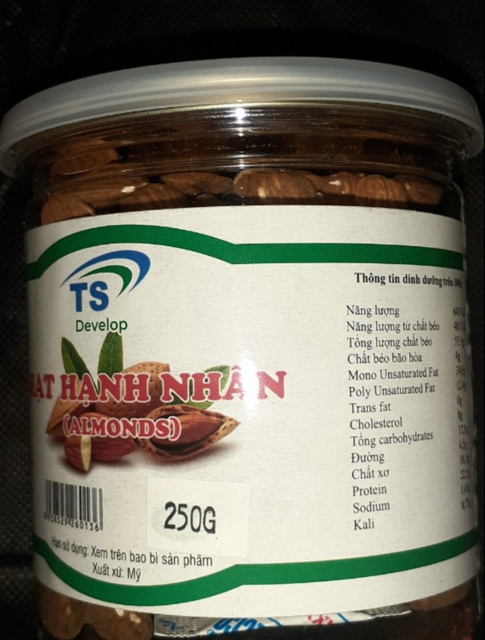 Hạt hạnh nhân Mỹ 250g