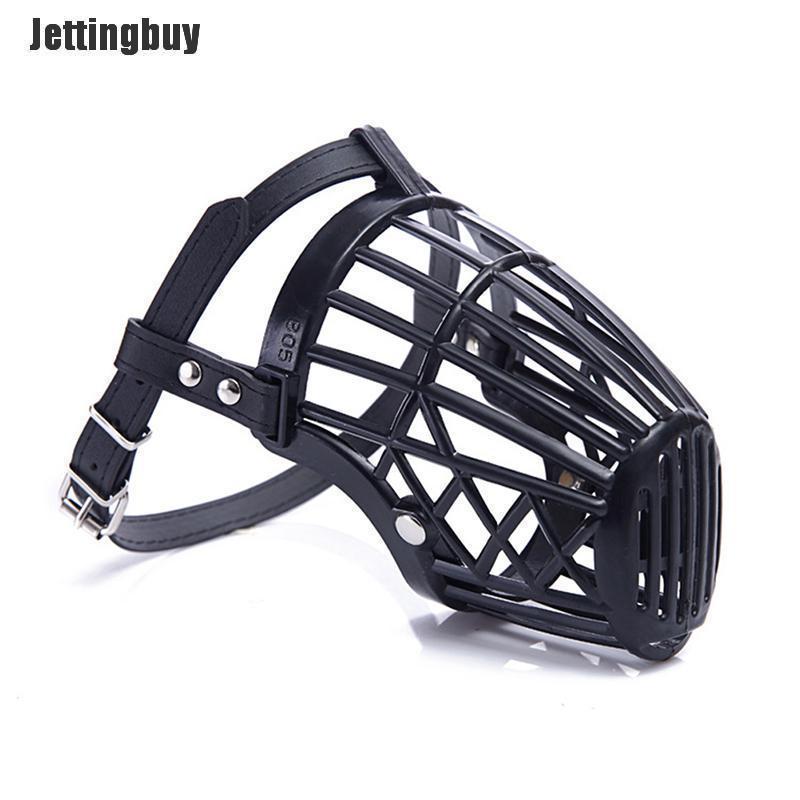 Jettingbuy black adjustable basket mouth muzzle cover for dog training bark bite chew control