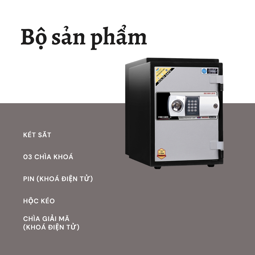 Két Sắt Solid SLS-49 (55kg) Chống Cháy 1000 độ C Hàn Quốc