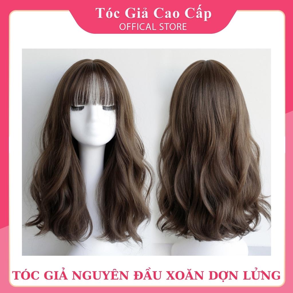 Tóc giả nguyên đầu xoặn dợn nhẹ 45cm, tặng lưới trùm tóc hàng cao cấp
