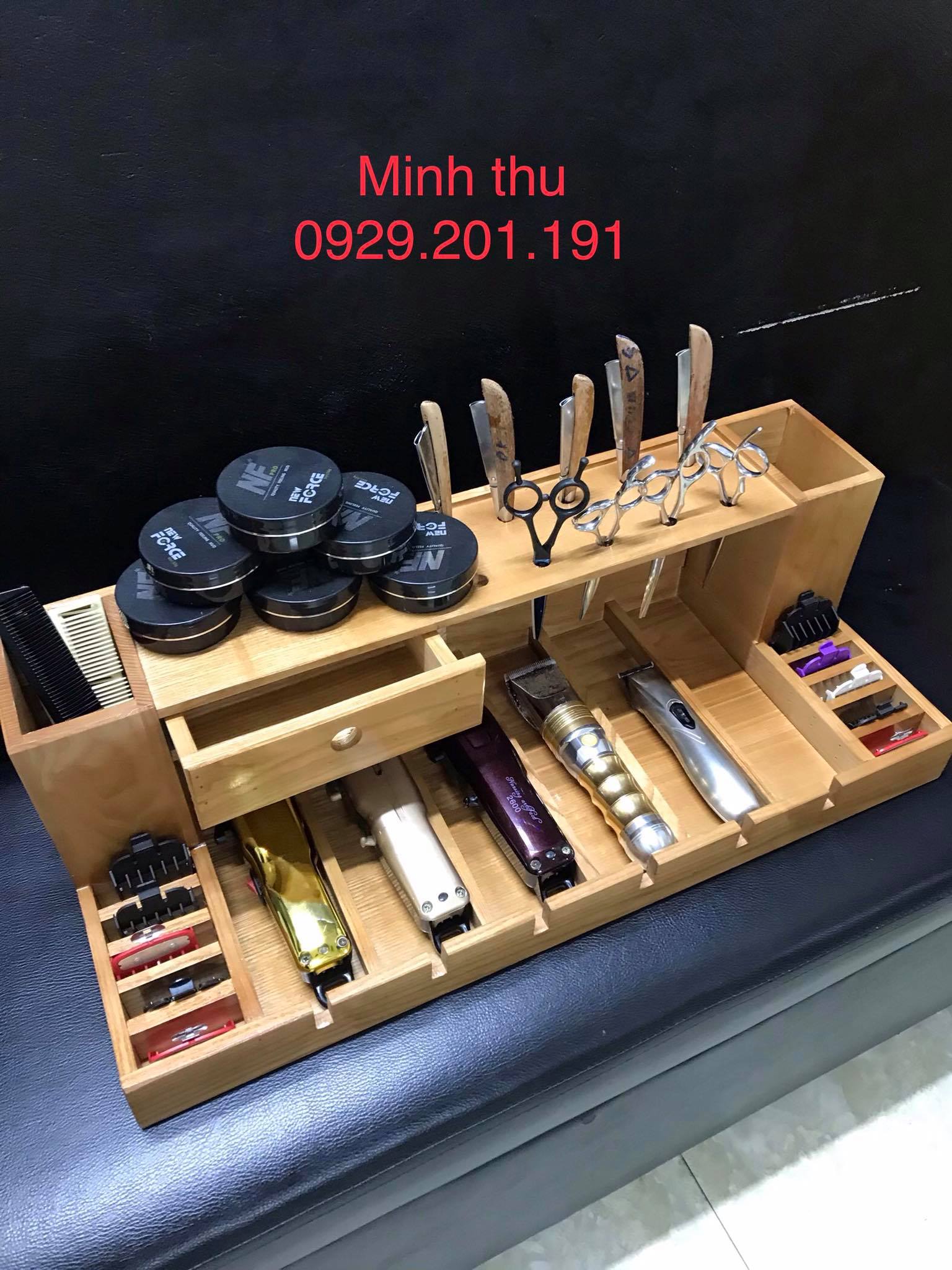 khay gỗ đựng tông đơ,kéo,lược