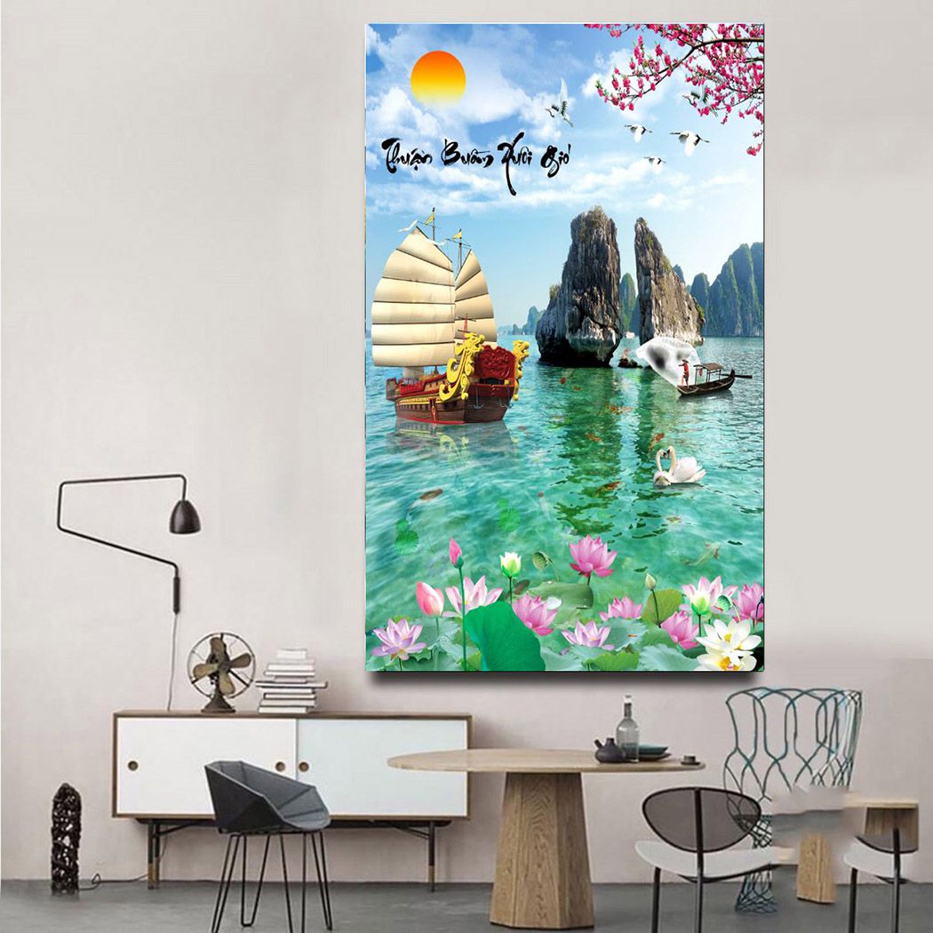 Tranh 3D Thuận buồm xuôi gió dán tường