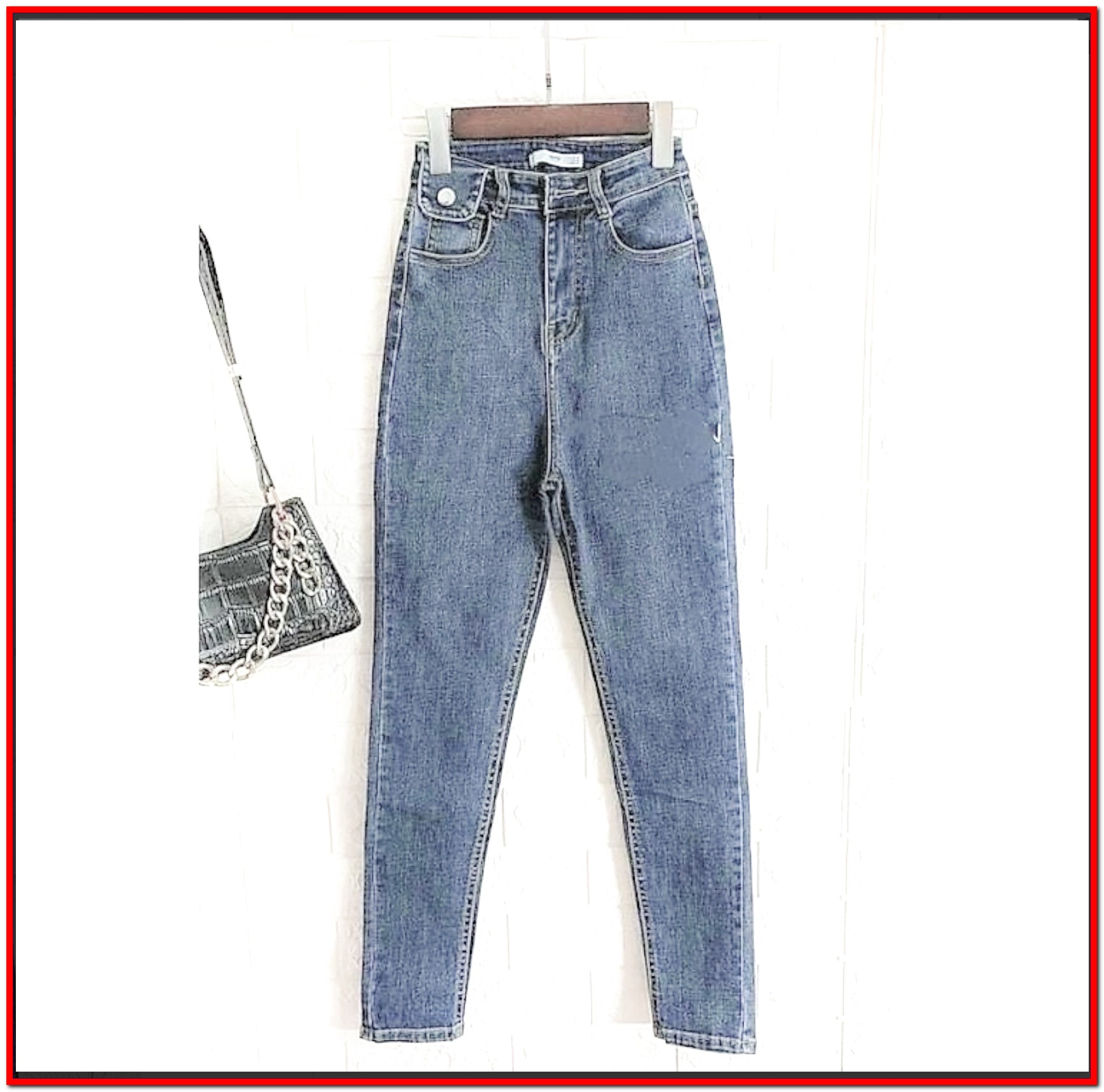 Quần jean nữ KIỂU LẮP TÚI 1 BÊN - hai cúc - lưng siêu cao size 26 - 30 JLJ20