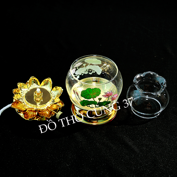 ĐÈN DẦU LƯU LY THỦY TINH 02 [ BÔNG SEN ]
