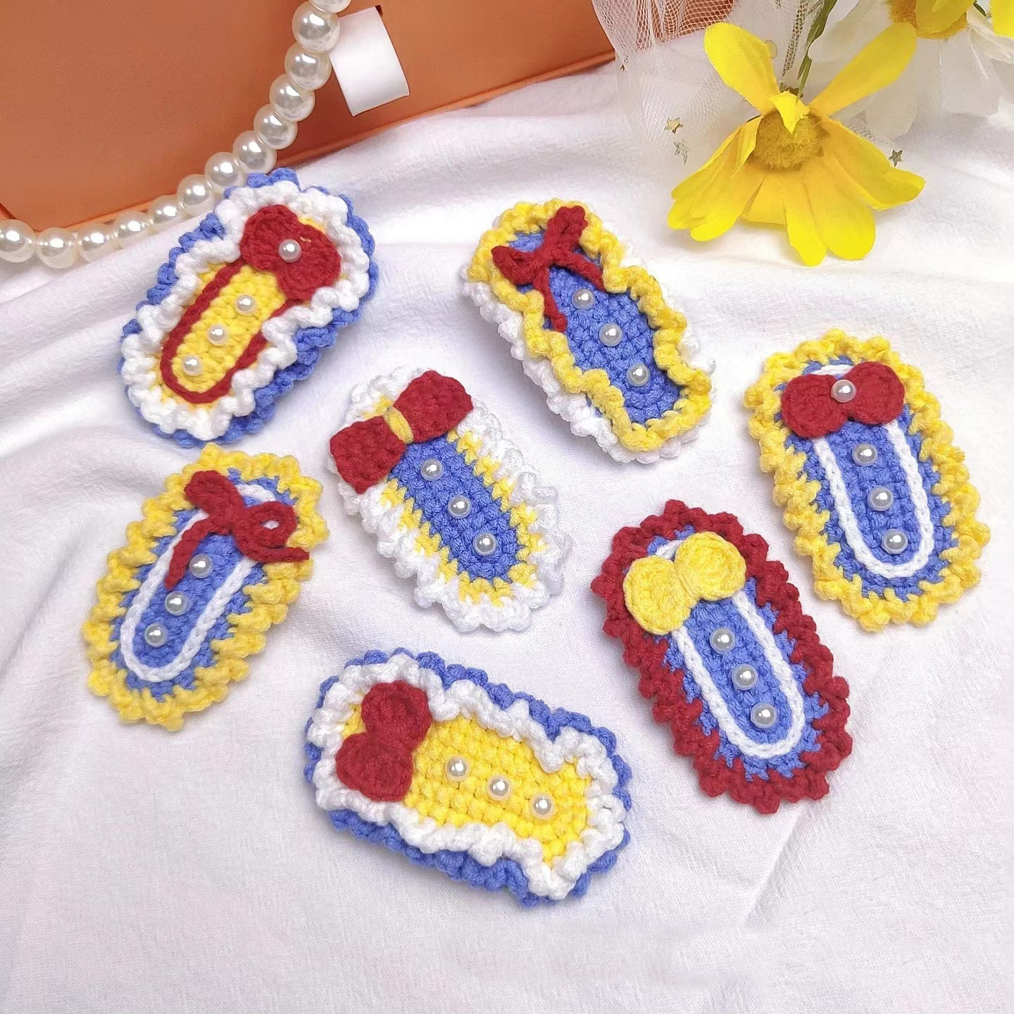 KẸP TÓC LEN HANDMADE  siêu dễ thươn, phù hợp với mọi lứa tuổi.( hình thật)