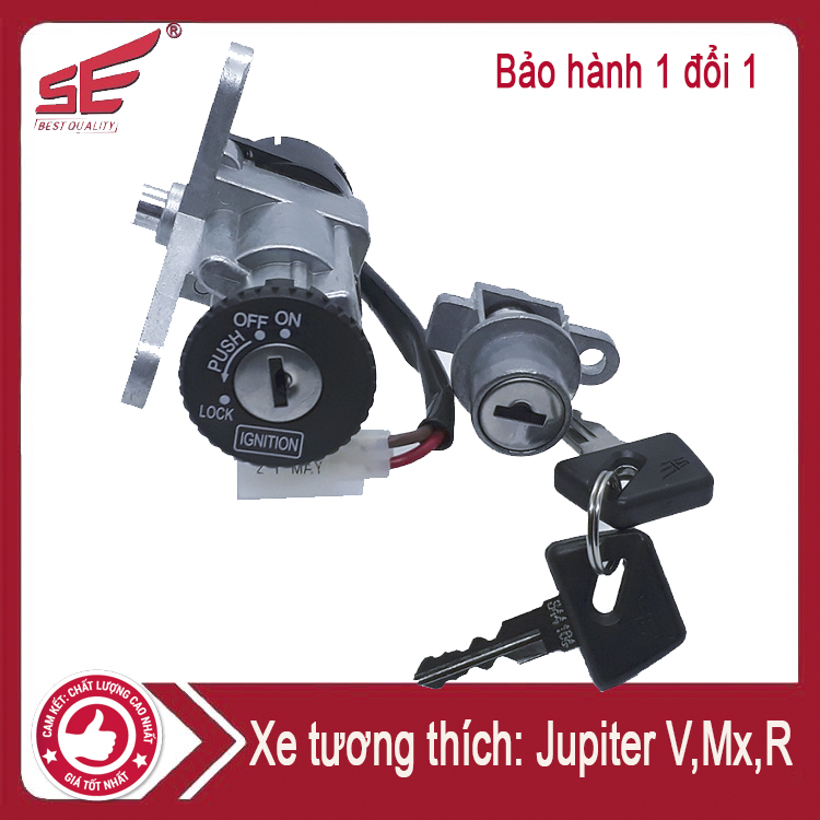 Ổ khóa xe máy Jupiter V,Mx,R, loại 2 cạnh, bảo hành 6 tháng