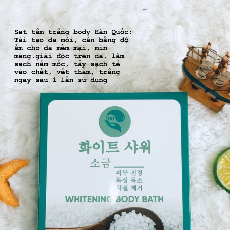 Set tắm trắng muối biển Hàn Quốc dưỡng trắng chống nắng Whitening Body Bath giá rẻ