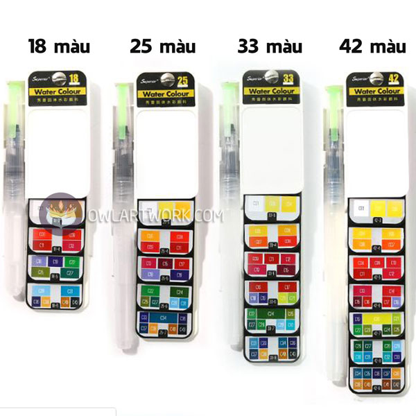 Màu Nước Dạng Nén Superior – Set 18 màu
