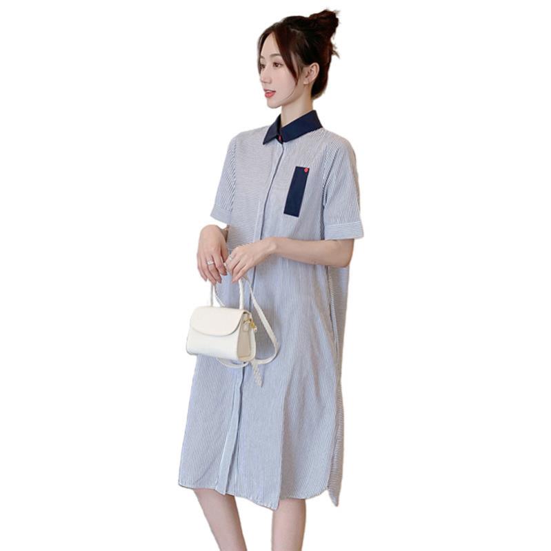 [HCM]Đầm bầu sơ mi sọc ngang dọc