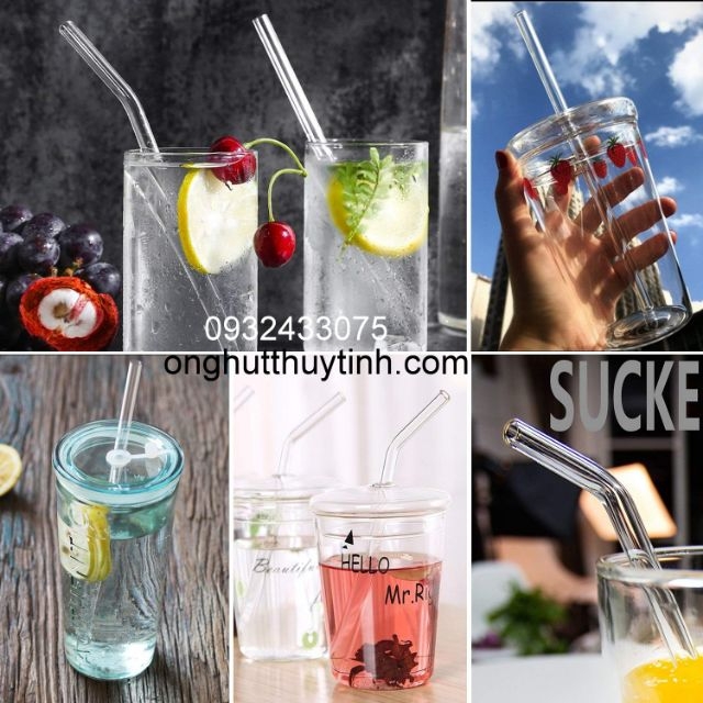 Ống hút thủy tinh trà sữa đủ màu