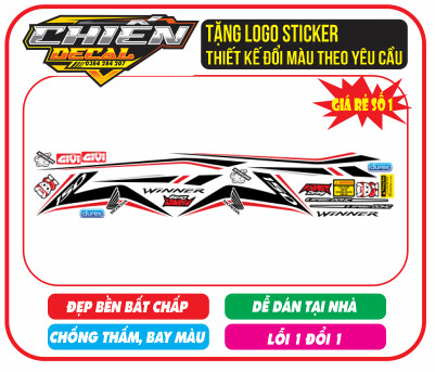 Tem rời winner V1 mẫu zin trắng đen (tem 3 lớp)