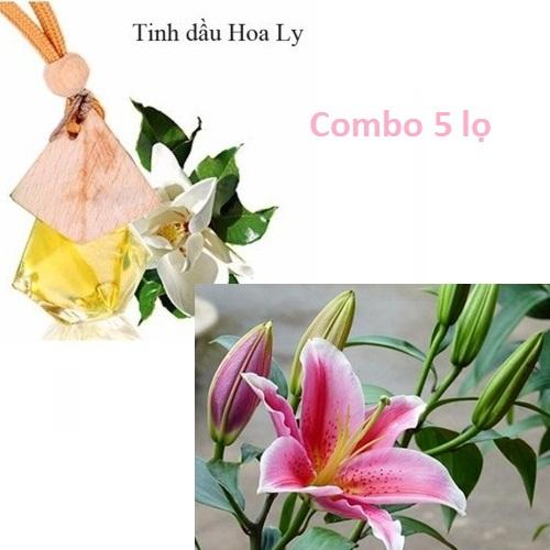 Combo 05 lọ Tinh dầu hoa ly cao cấp treo xe, treo phòng