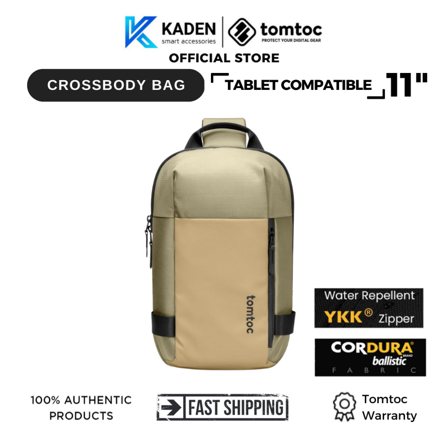 Túi đeo tomtoc usa crossbody edc sling bag - a54- khaki- hàng chính hãng